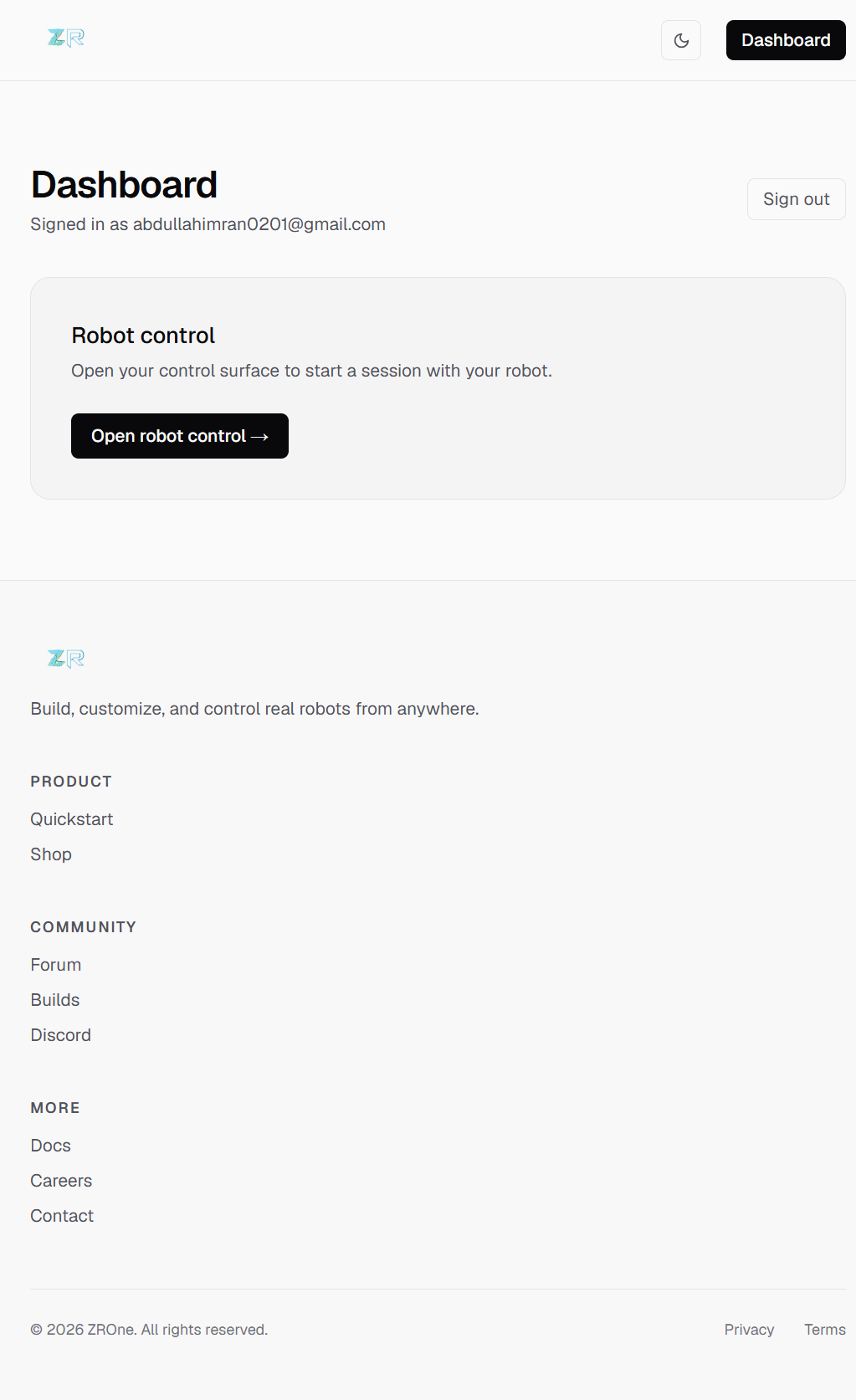 ZR Cloud driving dashboard